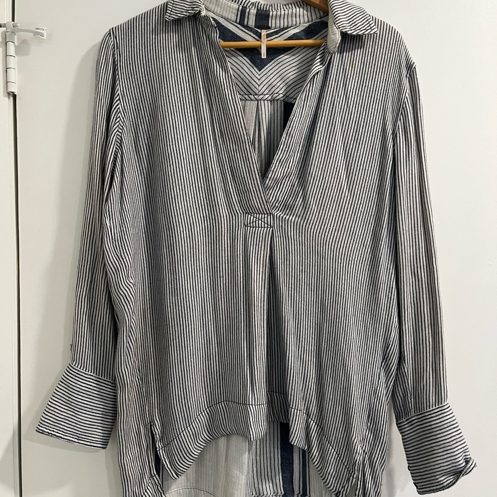 Striped Navy and White Women's Top
